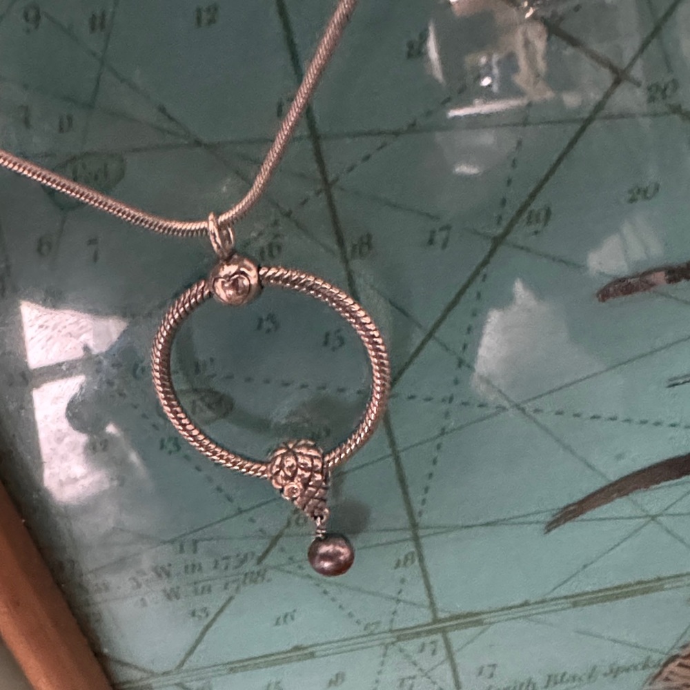 Pandora charm necklace snake  Circle Pendant Necklace with Dangle